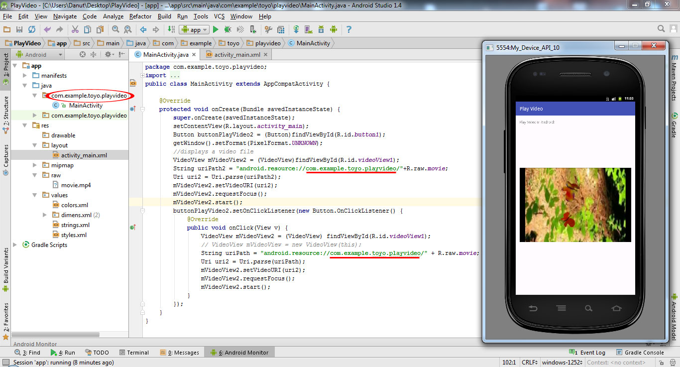 Tutorial how to Play Video in Android Studio 1.4