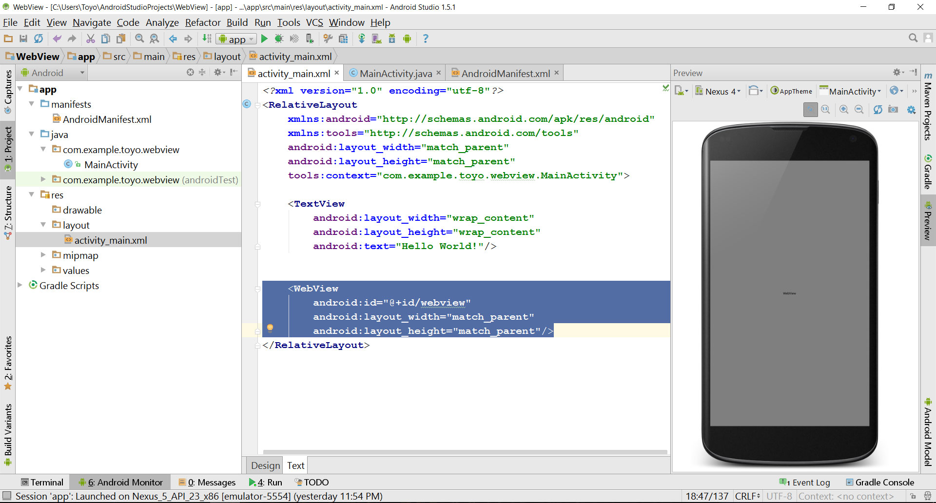 Get data from website with WebView in Android Studio